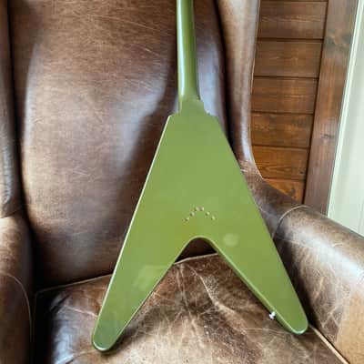 Video! 2019 Gibson Custom Shop Special Order '59 1959 Flying V Reissue Olive Drab Green image 5