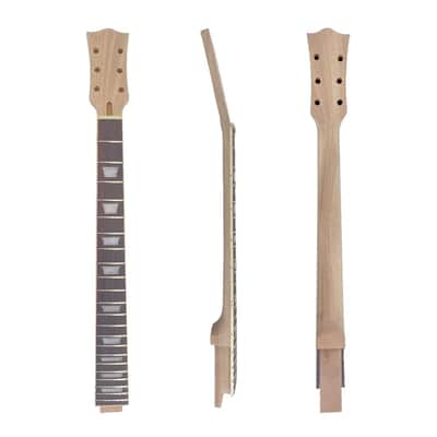 Mahogany Electric Guitar Neck 22 Frets 24.75 Inch Scale Rosewood Fretboard with Binding Normal Nut Set-In Heel Guitar Parts Replacement Unfinished (Trapezoid Inlay) image 1