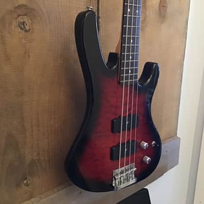 Washburn XB-120 Bantam Series Bass Guitar Flame Cherry Sunburst image 4