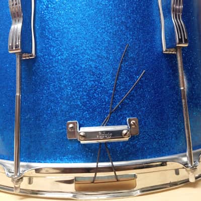1960s Ludwig 15x12 Blue Sparkle Marching Snare Pre Serial Keystone  3 Ply image 13