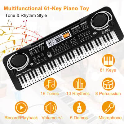 🎹CHILDREN'S SIZED Portable 61 Key Electric Piano / Keyboard USB, Microphone, & Battery Powered!🎹 image 2