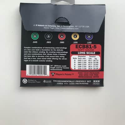 D'Addario ECB81-5 Chromes Electric 5-String Bass Strings image 2