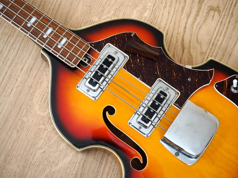 1960s Teisco Violin Bass Vintage w/ Scroll Headstock Japan, FB-2