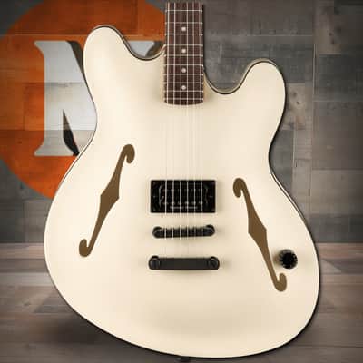 Fender Tom DeLonge Starcaster Rosewood Fingerboard, Black Hardware, Satin Olympic White image 1