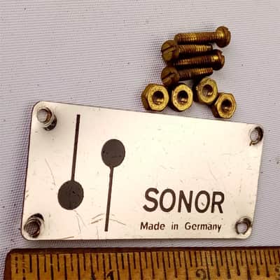 Sonor Made In Germany Champion Badge 1973-5 Vintage 70s Tag +4 Brass Screws/Nuts image 1