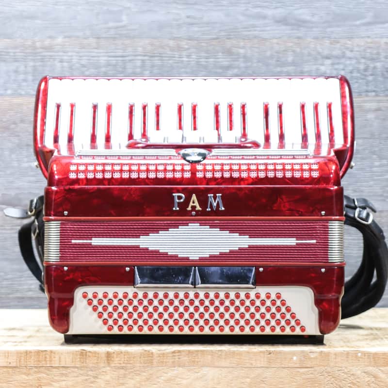 PAM Accordion 120-Bass 41-Key 5-Treble Switch Red Piano Accordion w/Case image 1