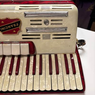 Vintage Near Mint Francini 120-Bass Accordion - Ruby & Mother of Pearl image 4
