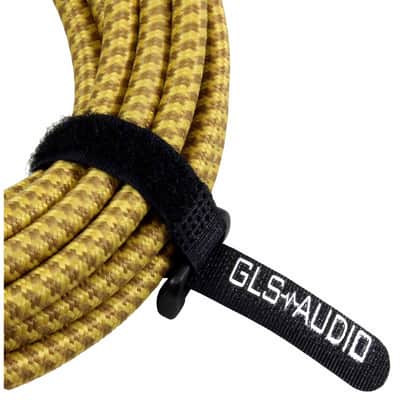 Instrument Guitar Cable 1/4" Right Angled to Straight - 10ft Gold/Brown Tweed image 3