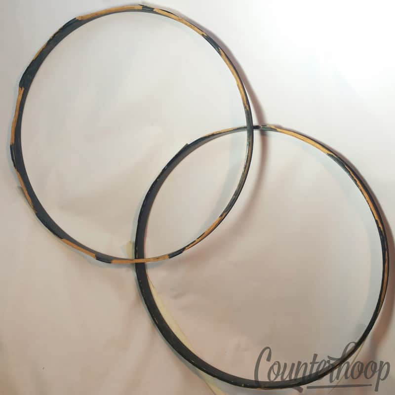 *Premier 26"2x Bass Drum Hoops/Rims Birch Black Paint White Inlay Vintage 70s UK image 1