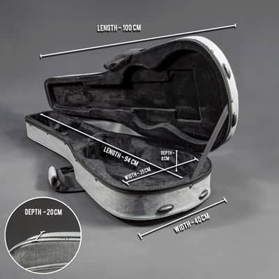 Lindo Acoustic Travel Guitar Eco Hard Case | Plush Lined with Storage Pockets | Sustainable and Eco-Friendly | Designed in The UK | Grey Fabric Finish (Guitar NOT Included) image 2