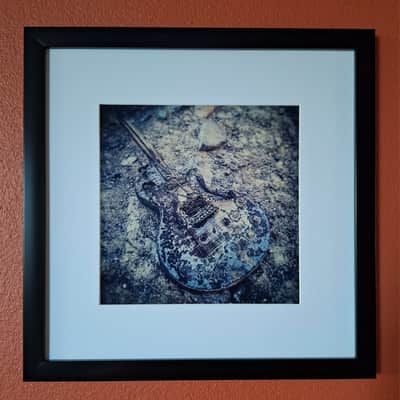 'Charred Guitar' 8x8" original Les Paul wildfire photo print image 5
