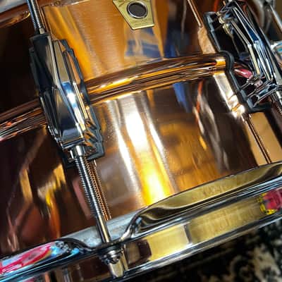 Ludwig LC662 Copper Phonic 6.5x14" 10-Lug Snare Drum - Polished Copper image 2