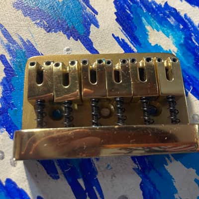 DiMarzio Pat. Pend. Brass Hardtail Stratocaster Bridge Vintage 1980s - Brass / Gold image 3
