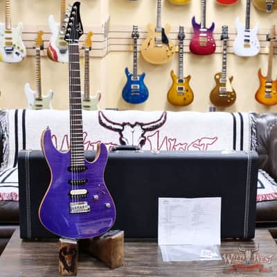 Suhr Custom Set Neck Modern HSS Flame Maple Top SSCII System Blower Switch 24 Stainless Steel Jumbo Frets Trans Purple 6.95 LBS image 6