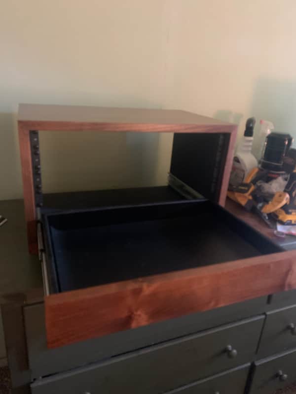 4 unit 19' rack with drawer 4 unit new - Alder wood finished with lacquer image 1