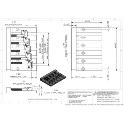 NEW Hipshot 5K501C Kickass 5 STRING Bass BRIDGE Retrofits Badass V Bass - CHROME image 6