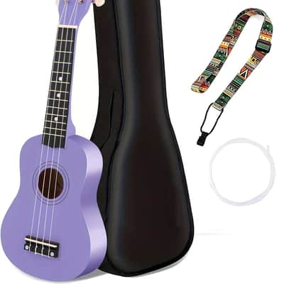 Ukulele for Beginners 21 Inch All in One Kit Beginner Professional Ukulele Including Straps, Strings, and Paddles (Purple) image 1