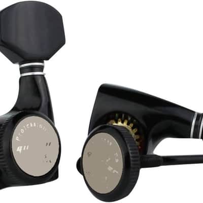 Guitar Locking Tuners (3L + 3R Handed) - 1:18 Ratio Lock String Tuning Key Pegs Machine Heads with Hexagonal Handle Replacement for LP SG Style Electric, Folk or Acoustic Guitars- Black image 2