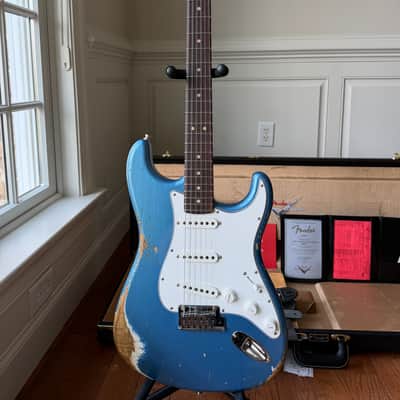 2025 Fender Custom Shop Stratocaster Custom Deluxe SR25 Matching Headstock Heavy Relic - Aged Lake Placid Blue image 4