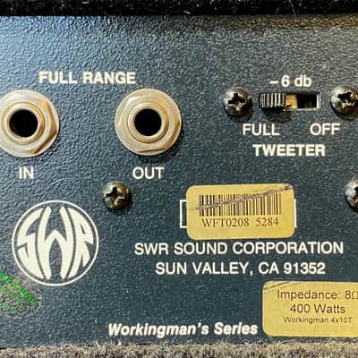 SWR Workingman's 4x10T 400-Watt 4 x 10" Bass Guitar Amplifier Extension Cabinet image 5