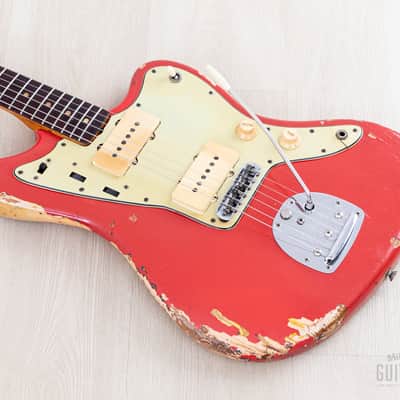 1963 Fender Jazzmaster Pre-CBS Vintage Guitar Fiesta Red w/ Blonde Case image 10