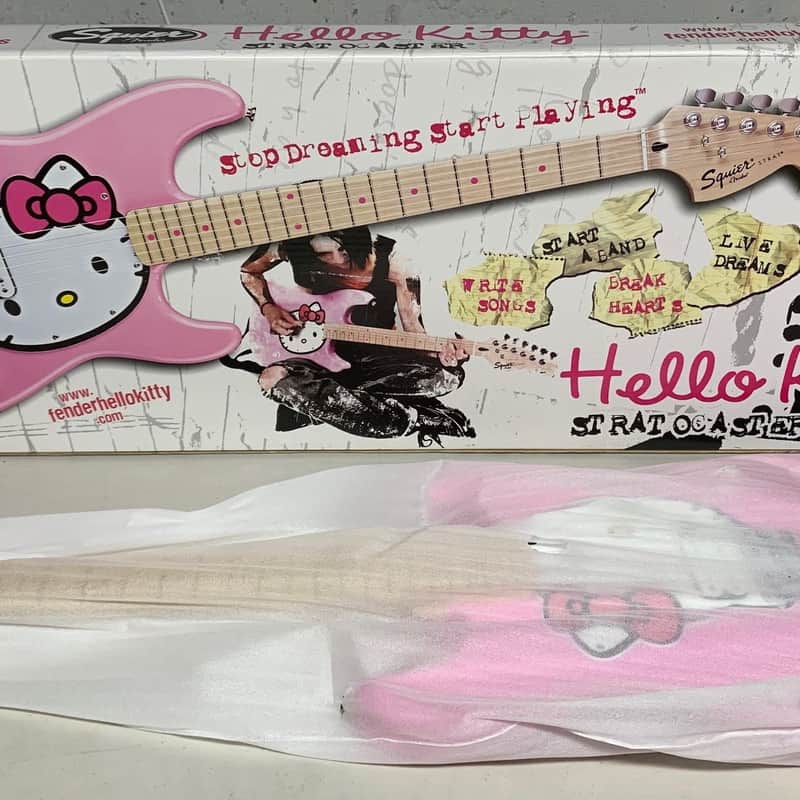 Fender Squier Hello Kitty Stratocaster w/matching gig bag, strap, original box Pink 2005 Rare Like image 1