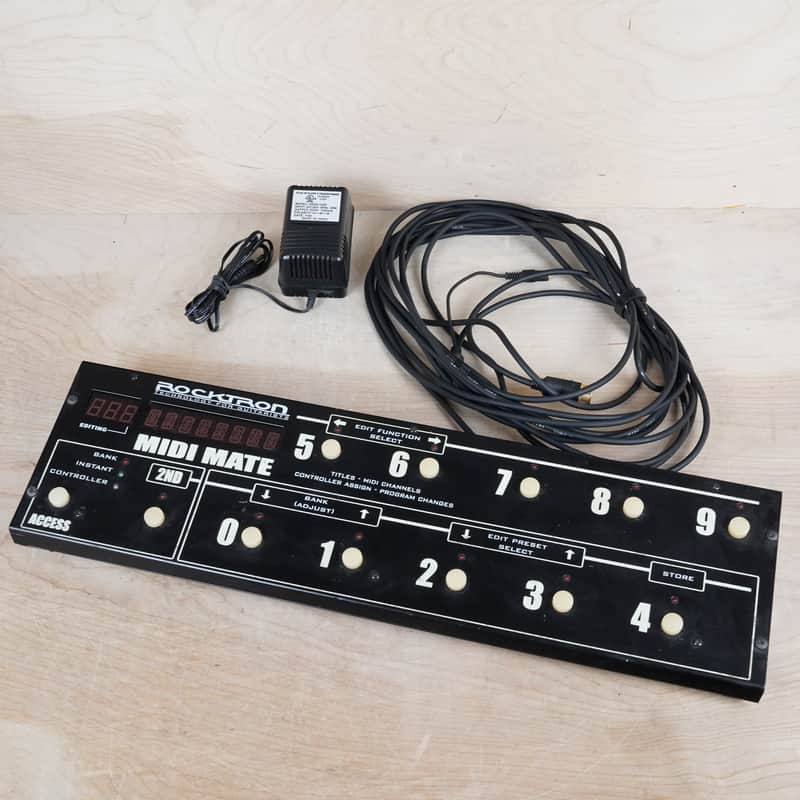 Rocktron MIDI Mate Foot Controller Black w/ Power Supply, 30ft MIDI Cable image 1