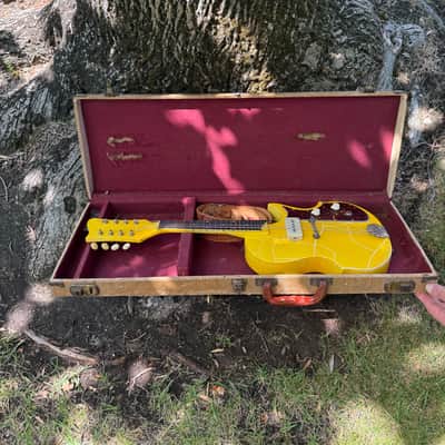 1950’s Carven Electric Mandolin- Old TV Yellow Finish- Original USA- Vintage with Case image 15