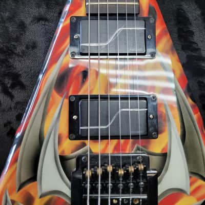 Used BC Rich Kerry King V KKVFG2 Tribal Flame Kahler Bridge w/Case image 14