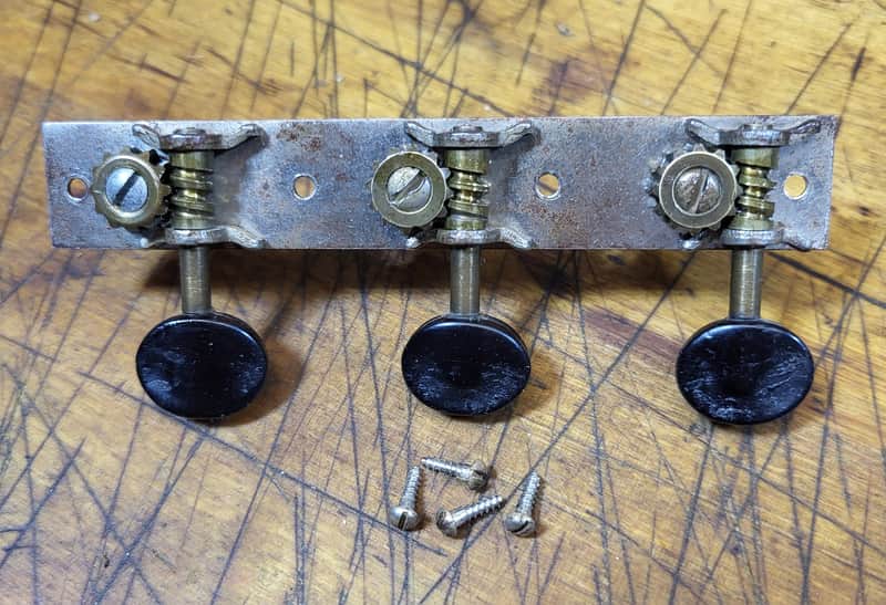 Vintage RARE 1940 Patent Applied For Kluson Open Back Martin Gibson Epiphone Harmony Guitar 3x3 on a Plate BASS SIDE Tuners Slot Head or Regular Luthier Parts Screws #2 image 1