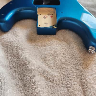 Fender Standard Stratocaster Strat BODY, Guitar Part Poplar Aqua Marine Metallic image 4