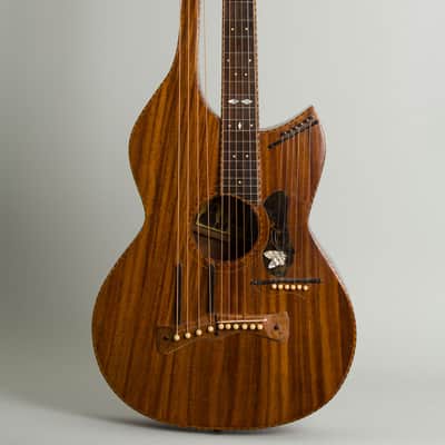 Knutsen 16 String Harp Guitar, c. 1914, black gig bag case. image 1