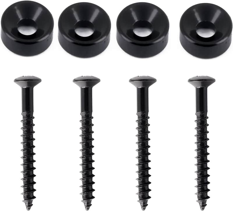 Guitar Neck Joint Bushings and Bolts Mounting Ferrules Metal with Mounting Screws for Electric Guitar or Bass Guitar Black 4Pcs. image 1