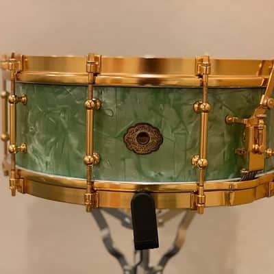 1928 Slingerland Fancher Model 5.5x14 Snare Drum in Sea Green Pearl image 1