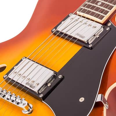 Vintage VSA500HB ReIssued Semi Acoustic Guitar - Honeyburst (Open Box) image 9