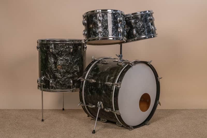 1966 Slingerland Modern Solo Outfit No. 2R Black Diamond Pearl Drum Set image 1