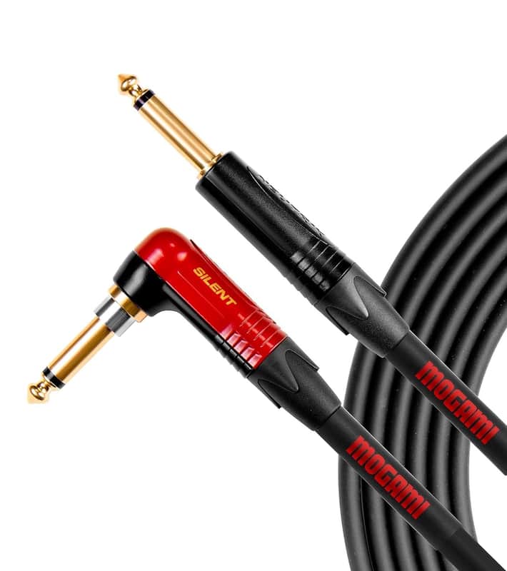 Mogami OD GTR-20 Silent R Overdrive Guitar Instrument Cable, 1/4” TS Male Plugs, Gold Contacts, Right Angle silentPLUG to Straight Connectors, 20 Foot image 1