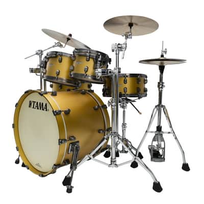 Tama MA42TZUS-SAM Starclassic Maple Lacquer Shell Kit 4 pcs - Satin Aztek Gold Metallic/Smoked Black Nickel HW image 4
