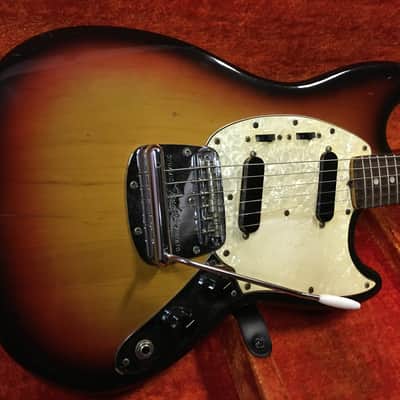 1970 Fender Mustang Electric Guitar Sunburst Vintage USA image 5