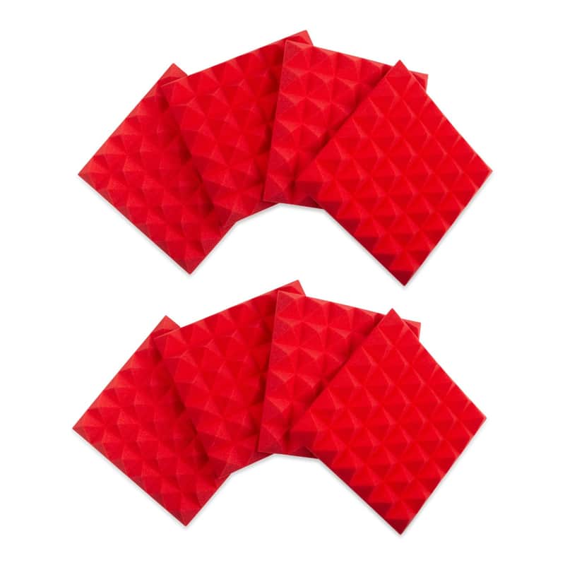 Gator Frameworks 8 Pack of 12x12" Acoustic Pyramid Panels - Red image 1