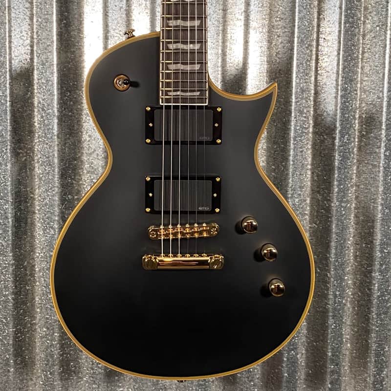 ESP LTD EC-1000 Vintage Black EMG Guitar & Case #0157 Used image 1