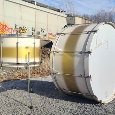 30's Ludwig White/Gold Duco 2PC (32"x16" Tube Lug BD + 16"x12" FT) Drum Set image 2