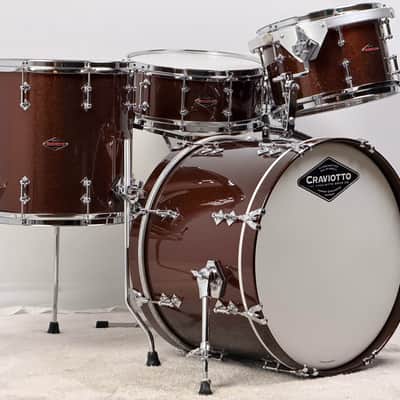 Craviotto 20/12/14/5.5x14" Solid Poplar Shell Drum Set - Copper Sparkle Lacquer image 5