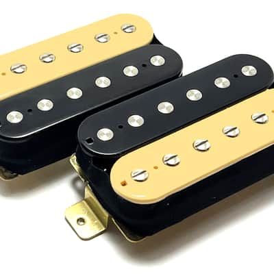 Dragonfire Mod Bucker Pickup Set, Passive Ceramic Modern Humbuckers ~ Zebra Cream Black Set Style #2 image 2