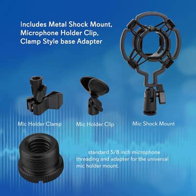 Suspension Boom Mic Stand with Shock Mount – Adjustable Desktop Mic Stand Boom Arm with Clamp, XLR Cable, Mic Clips – Heavy-Duty Microphone Stand for Podcast, Studio, Streaming, Broadcasting image 2