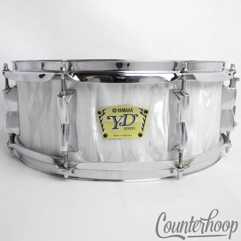 *Yamaha 14x5"YD Snare Drum White Satin Flame YSD-045 9ply Mahogany 8-Lug Chrome* image 1