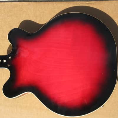 Vintage 1960s Univox Red Sunburst Semi Hollow 335 Guitar Body Japan Teisco Nice image 4