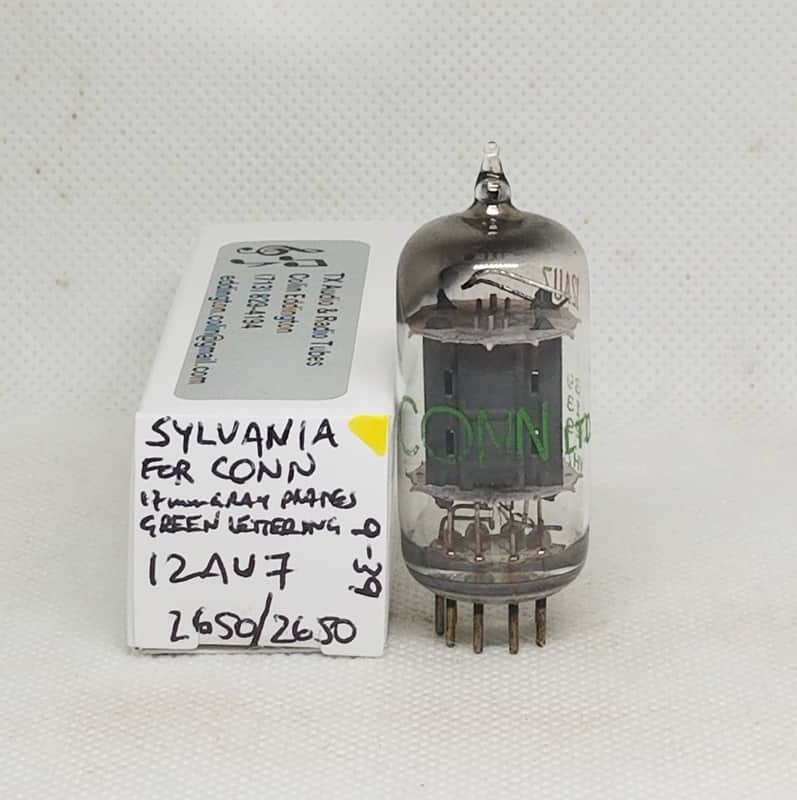 Sylvania Made For Conn 12AU7 Long Gray Plate Perfectly Balanced Single NOS 12AU7A ECC82 image 1