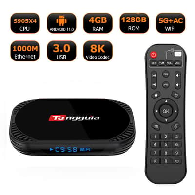 Tanggula X5 Android 11 IPTV Box with Remote, 128GB Bundle with 64GB Memory Card image 4