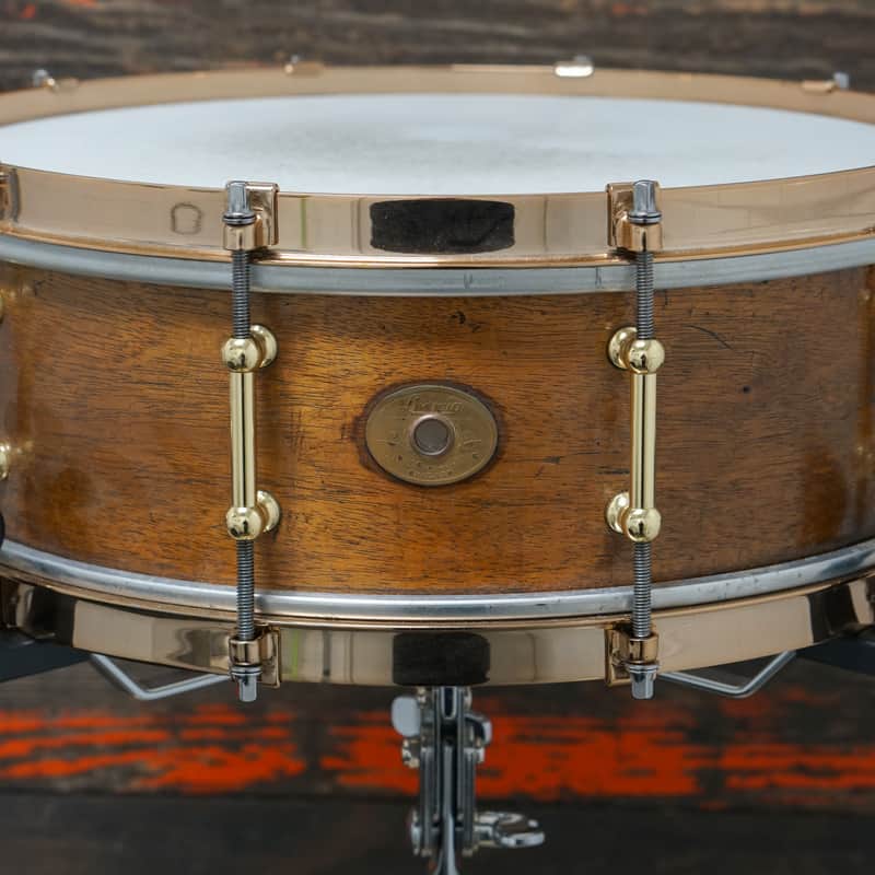 1920s Ludwig Mahogany Solid Shell Snare Drum Mahogany